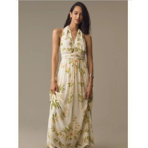 Farm Rio V-Neck Floral Chiffon Maxi Dress Size M NEW MSPR 258 - Picture 1 of 5